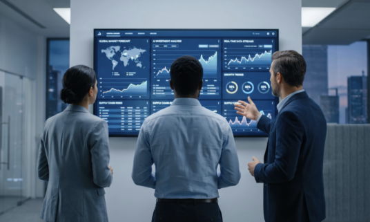 General agency team reviewing network disruption analysis on broker platform dashboard