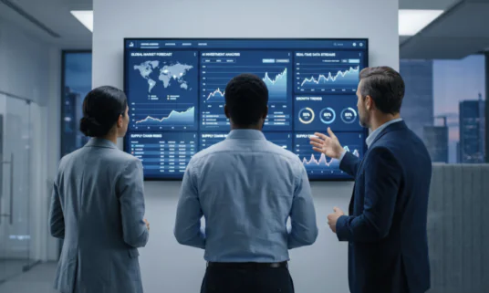 General agency team reviewing network disruption analysis on broker platform dashboard